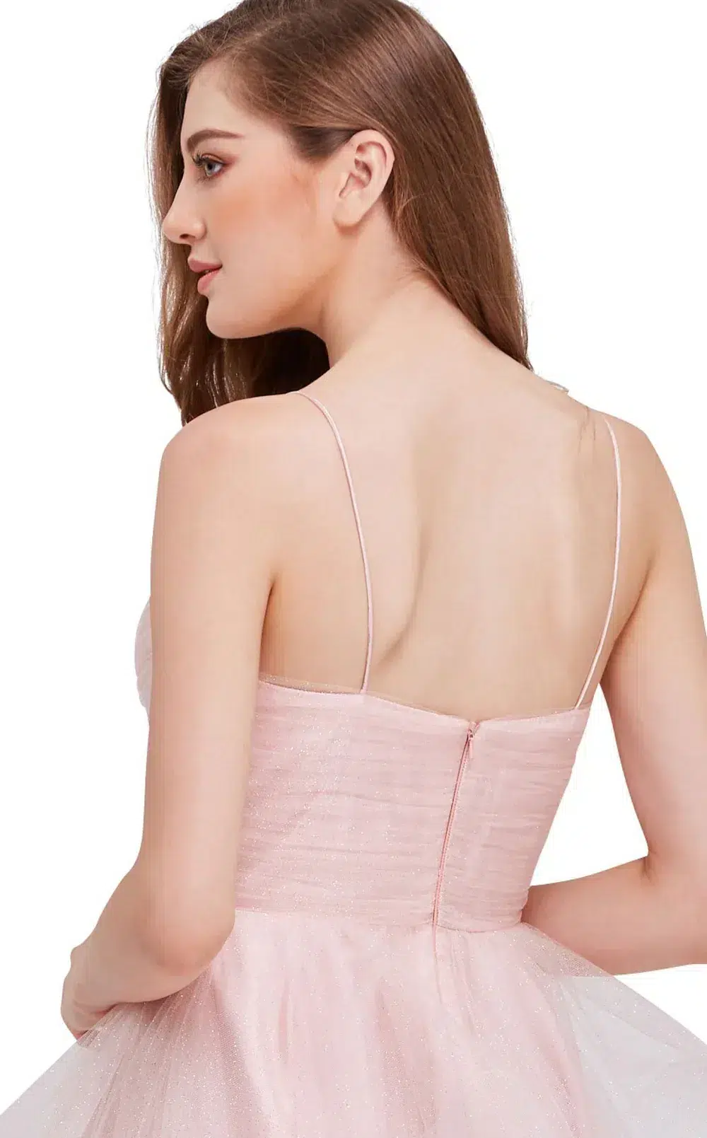 Jadore Evening Style J16078 Lilac 3 Jadore Evening Short Party Dress Style J16078 in Cameo Glitter Tulle Back