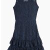 Ava & Yelly Cha Cha Lace Skater Dress 4 Ava & Yelly Cha Cha lace Girls Party Dress in Navy