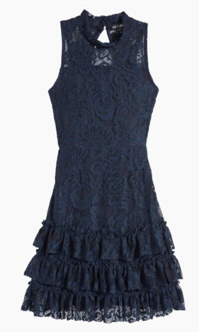 Ava & Yelly Cha Cha lace Girls Party Dress in Navy