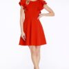 Frill Sleeve Skater Dress in Red 3 She & Sky Frill Sleeve Red Skater Dress