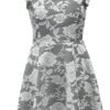 Ava & Yelly Lace Keyhole Skater Dress 3 Ava & Yelly Lace Keyhole Frill Sleeve Skater Dress in Black and White
