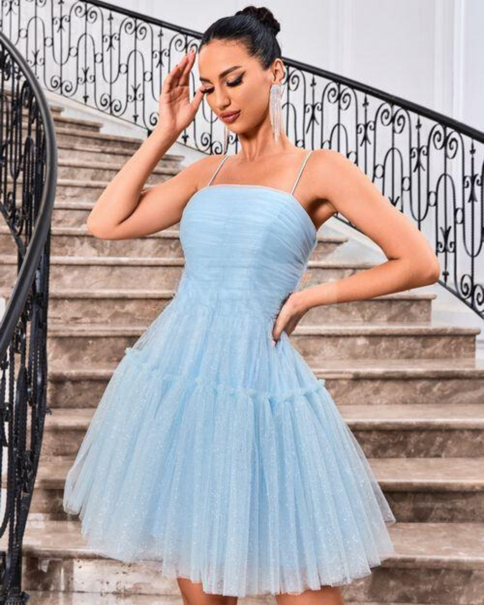 Jadore Evening Style J24090 Light Blue 1 Jadore Evening Short Prom Dress J24090 in Dove Blue