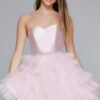 Jovani Girls Prom Dress Style K39310 Pink 3 Jovani Short Prom Dress Style K39310 in Pink Satin and Glitter Tulle