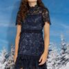 Marlo Kids Audrey Lace Dress in Navy 2 Marlo Kids Audrey Lace Navy Short Sleeve Dress