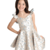 Dolls and Divas Aspen Jaquard Dress 2 Dolls and Divas Couture Aspen Party Dress in Blue Gold Jacquard