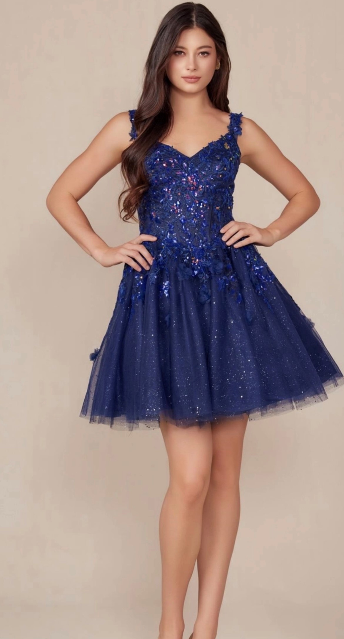 Nox Anabel Dress Style H846 5 Nox Anabel Short Prom Dress Style H846 in Navy