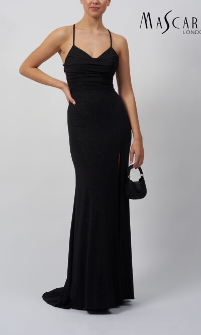 Mascara Collection Long Prom Dress Style MC122090 in Black