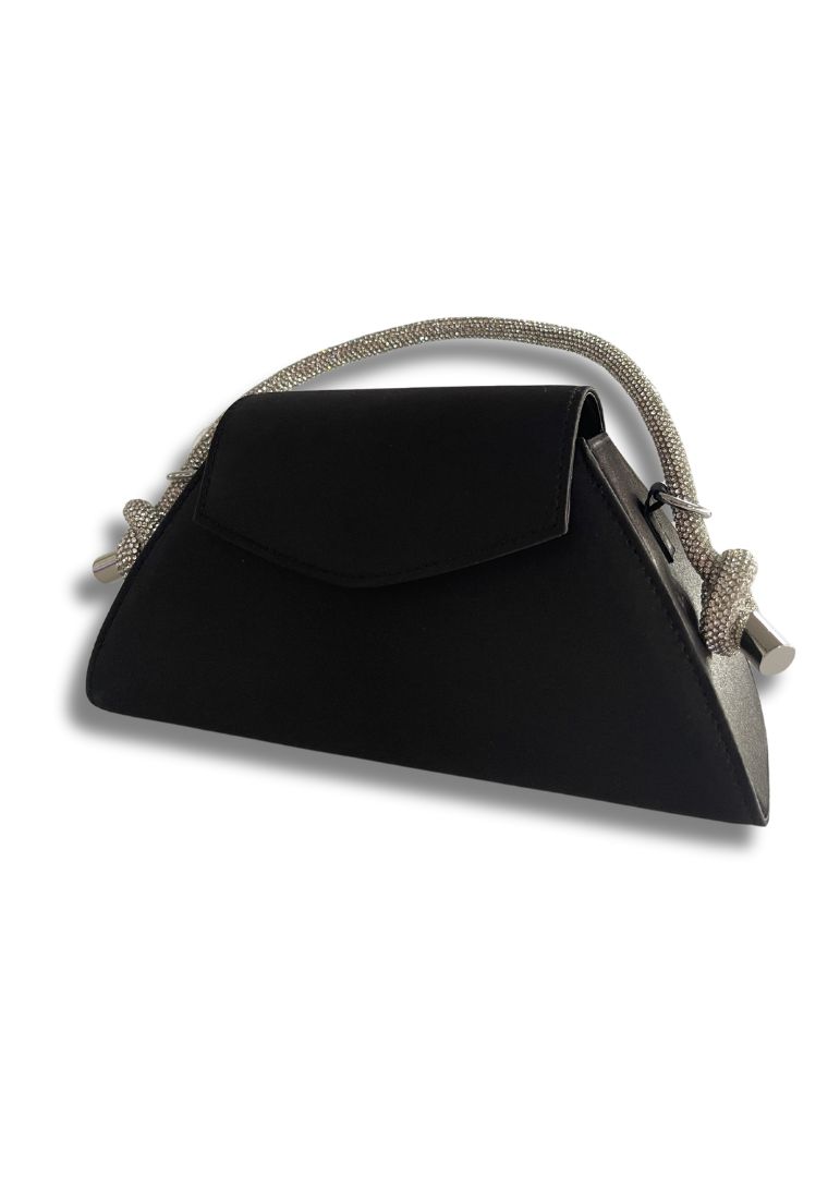 Mascara Collection Black Satin Sparkle Strap Evening Bag 3 Mascara Collection black satin evening bag with silver sparkle strap