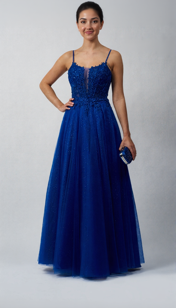 Mascara Collection Prom Dress Stye MC119511 Royal Blue Lace and Tulle