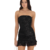 Black Sequin Ruched Frill Bodycon Dress 3 Black Sequin Frill Bodycon Party Dress