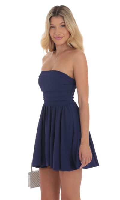 Indigo Stapless Bubble Dress
