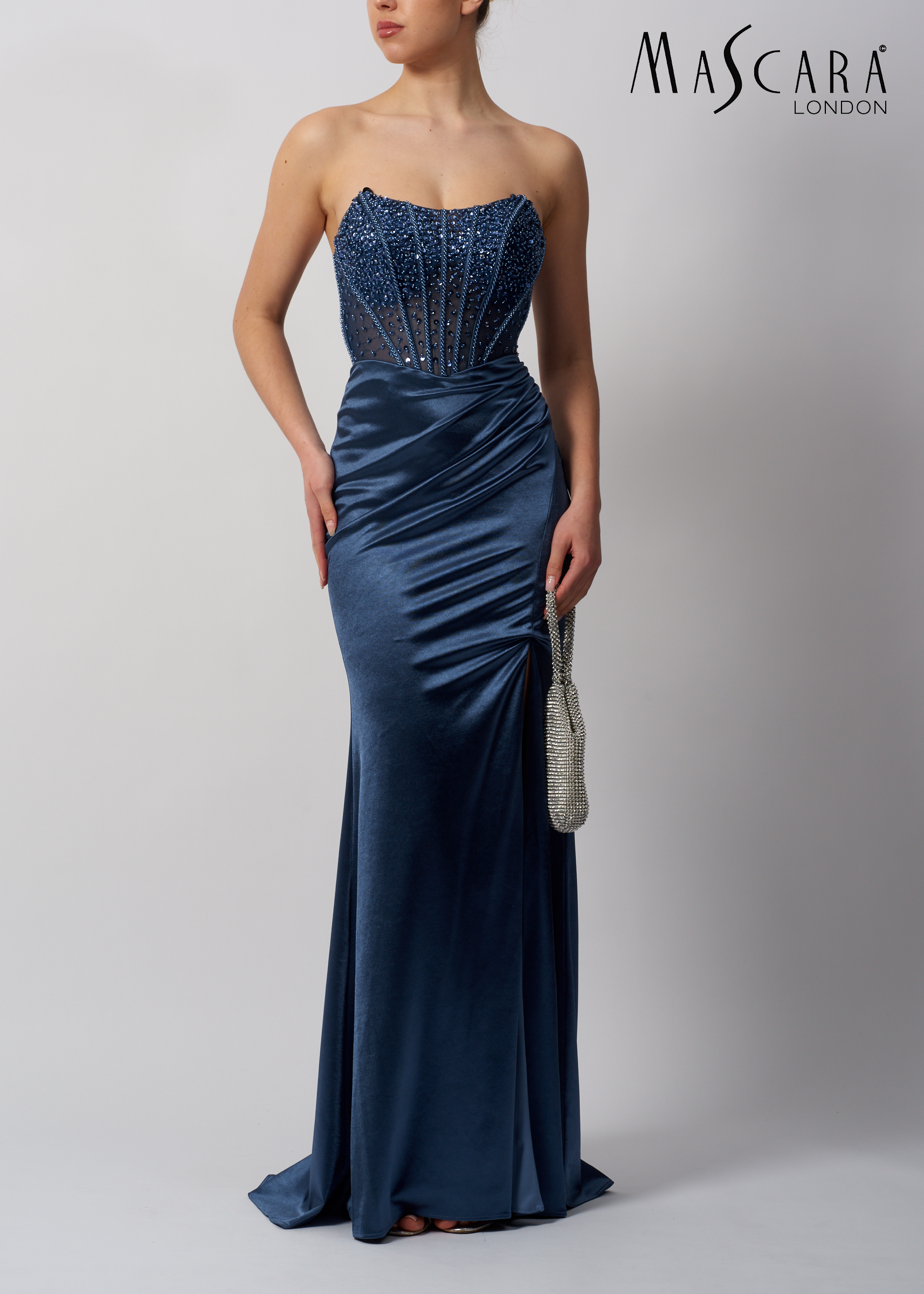 Mascara Collection Prom Dress Style MC11433 1 Mascara Collection Prom Dress Style MC11433 in Airforce Blue