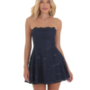 Navy Lace Strapless Fit and Flare Dress 2 Navy Lace Strapless Skater Teen Party Dress