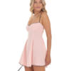 Scalloped Edge Skater Party Dress 3 Scalloped Trim fit and Flare Dress in pink with black edging