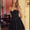 Nox Anabel Prom Dress Style A843 4 Nox Anabel Short Party Dress Style A843 in Black Sequin