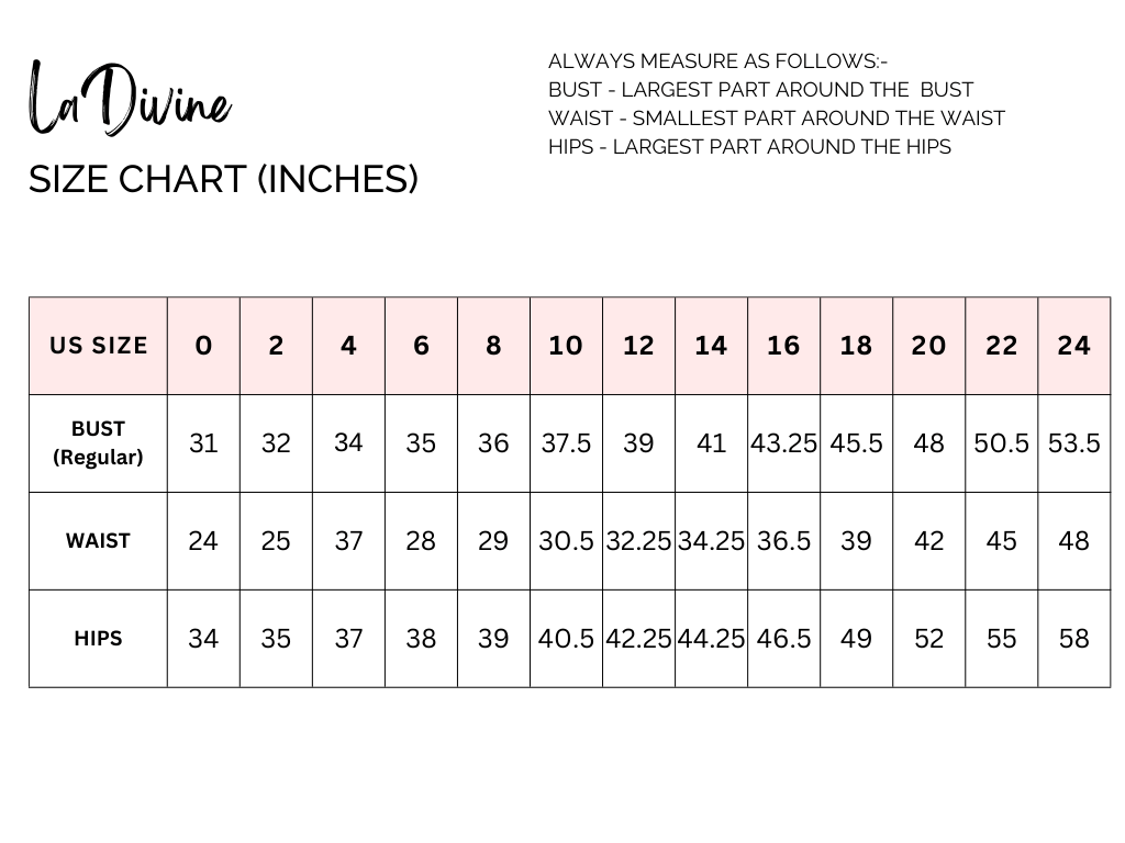 LADivine Short Prom Dress Style CD0236 5 Size Chart for LaDivine Collection Dresses