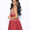 Pre-Loved Mini Quince Dress in Burgundy Age 12 3 Cinderella Couture Mini Quince Dress Style 8024 in Burgundy/Gold