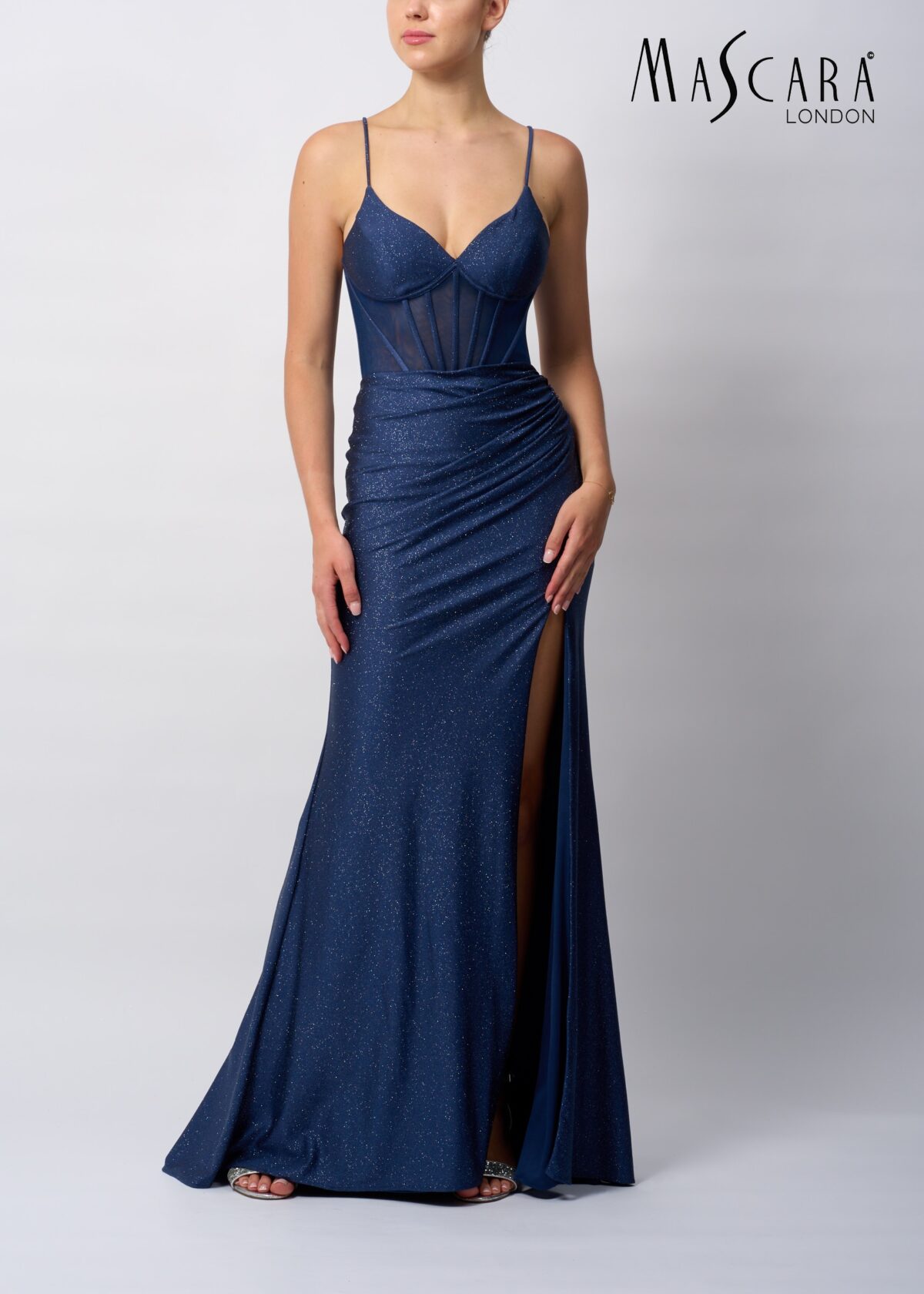 Mascara Collection Prom Dress Style MC19427 1 Mascara Collection Prom Dress Style MC19427 in Airforce Blue