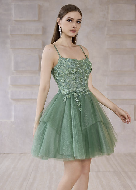 Jadore Evening Short Party Dress Style J28086 3 Jadore Evening Short Party Dress Style J28086 in Sage Green