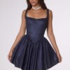 LADivine Short Prom Dress Style T738 7 LADivine Amoris Short Party Dress Style T738 in Navy Shimmer