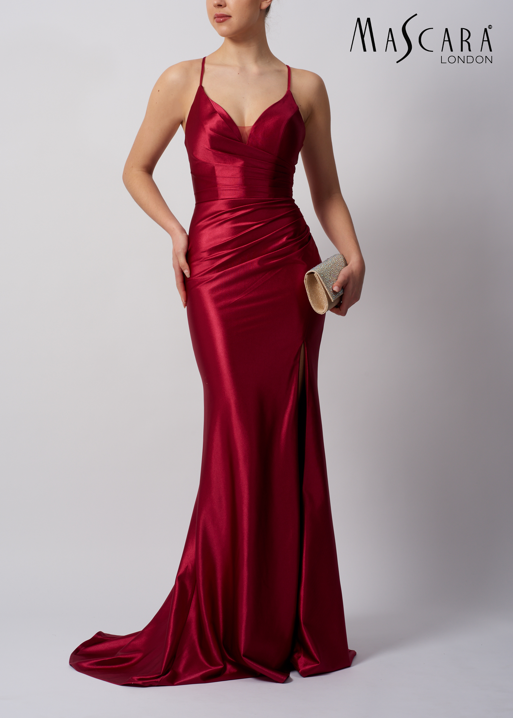 Mascara Collection Prom Dress Style MC119422 5 Mascara Collection Prom Dress Style MC119422 in Berry Liquid Satin