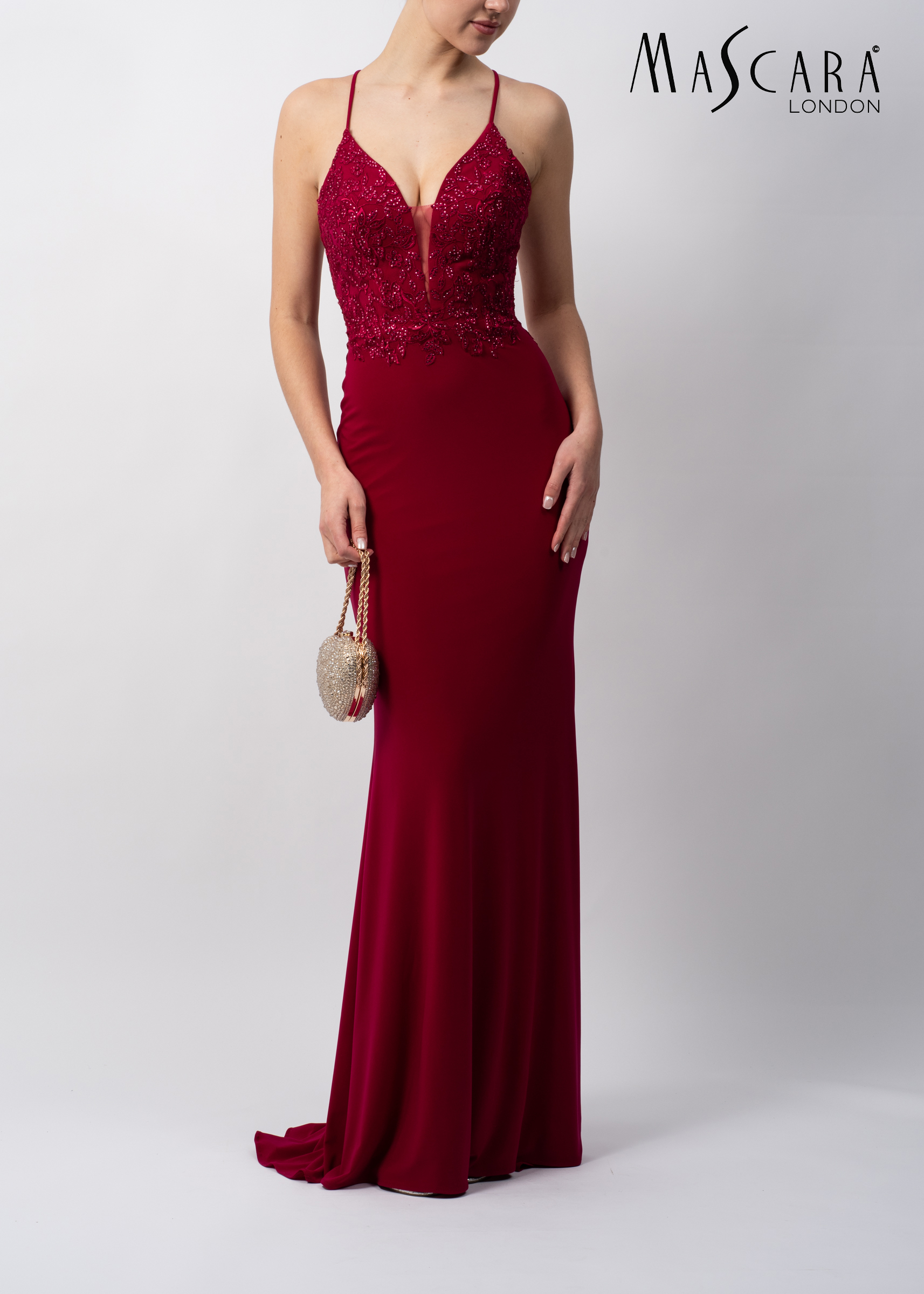 Mascara Collection Prom Dress Style MC19538 3 Mascara Collection Long Prom Dress Style MC19538 in Berry