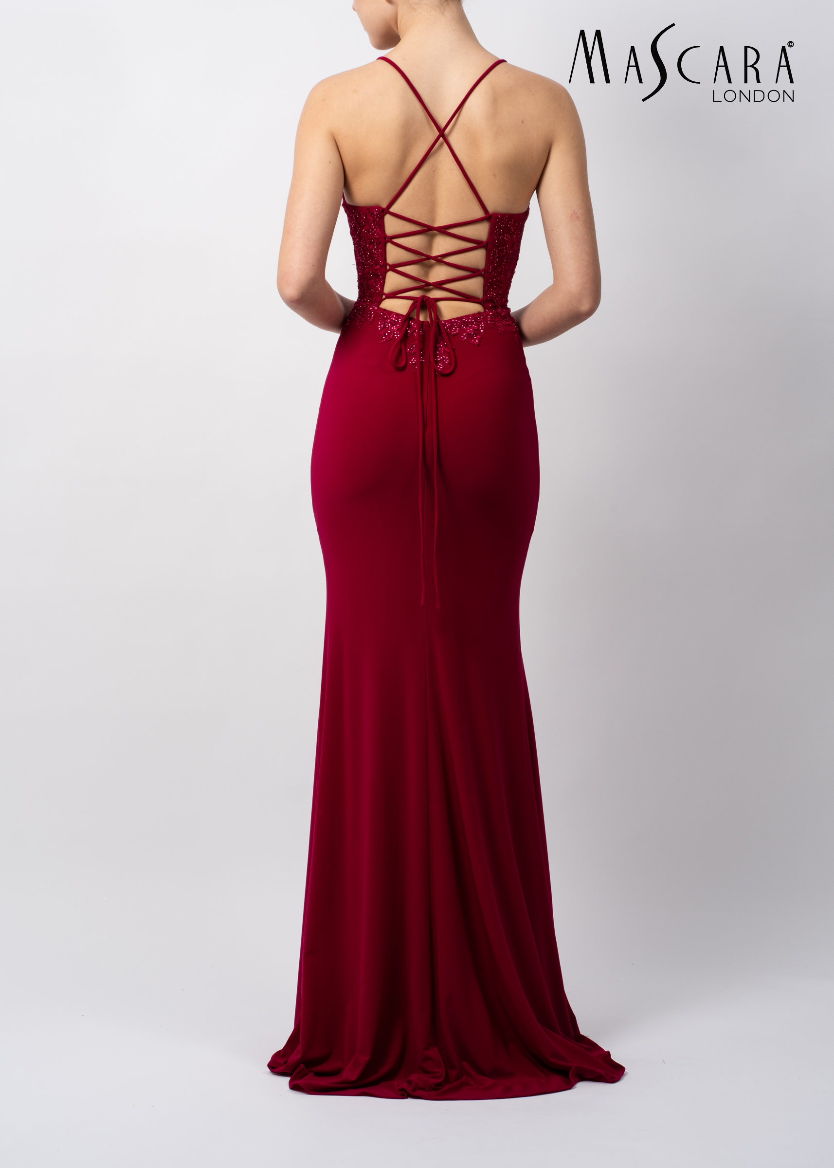 Mascara Collection Prom Dress Style MC19538 2 Mascara Collection Long Prom Dress Style MC19538 in Berry Back